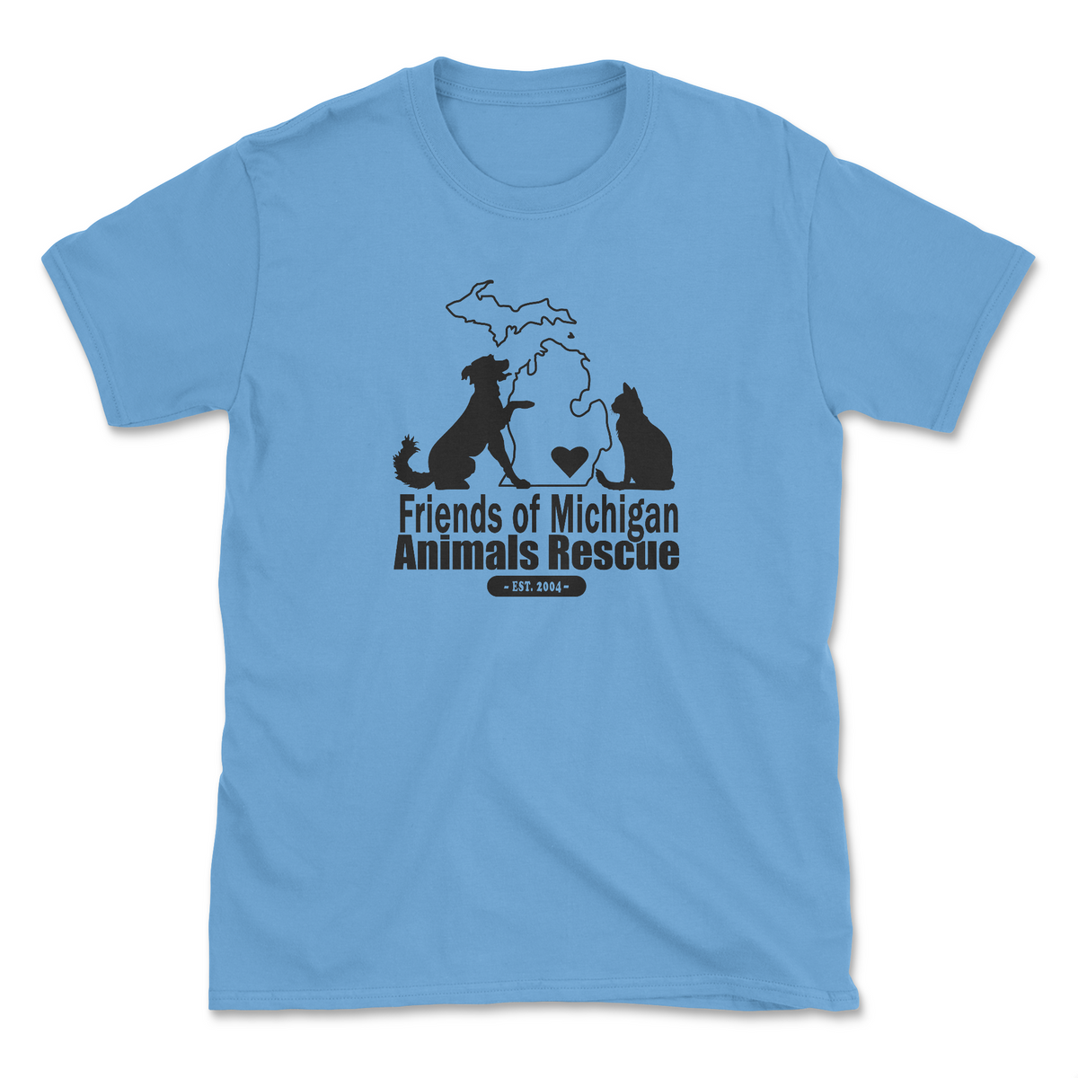 Friends of Michigan Animals Rescue - Carolina Blue (Front Print) (Adult Short Sleeve T-Shirt)
