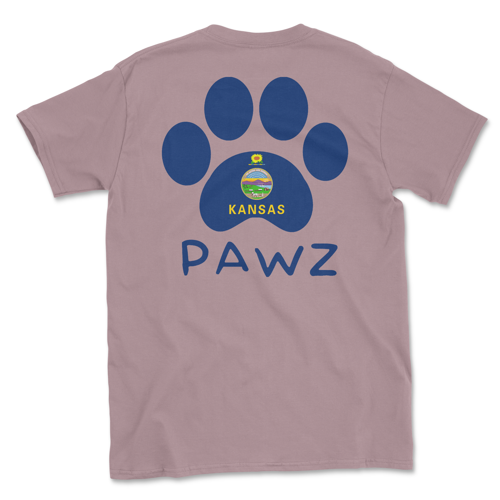 Kansas Flag Paw (Adult Short Sleeve T-Shirt)
