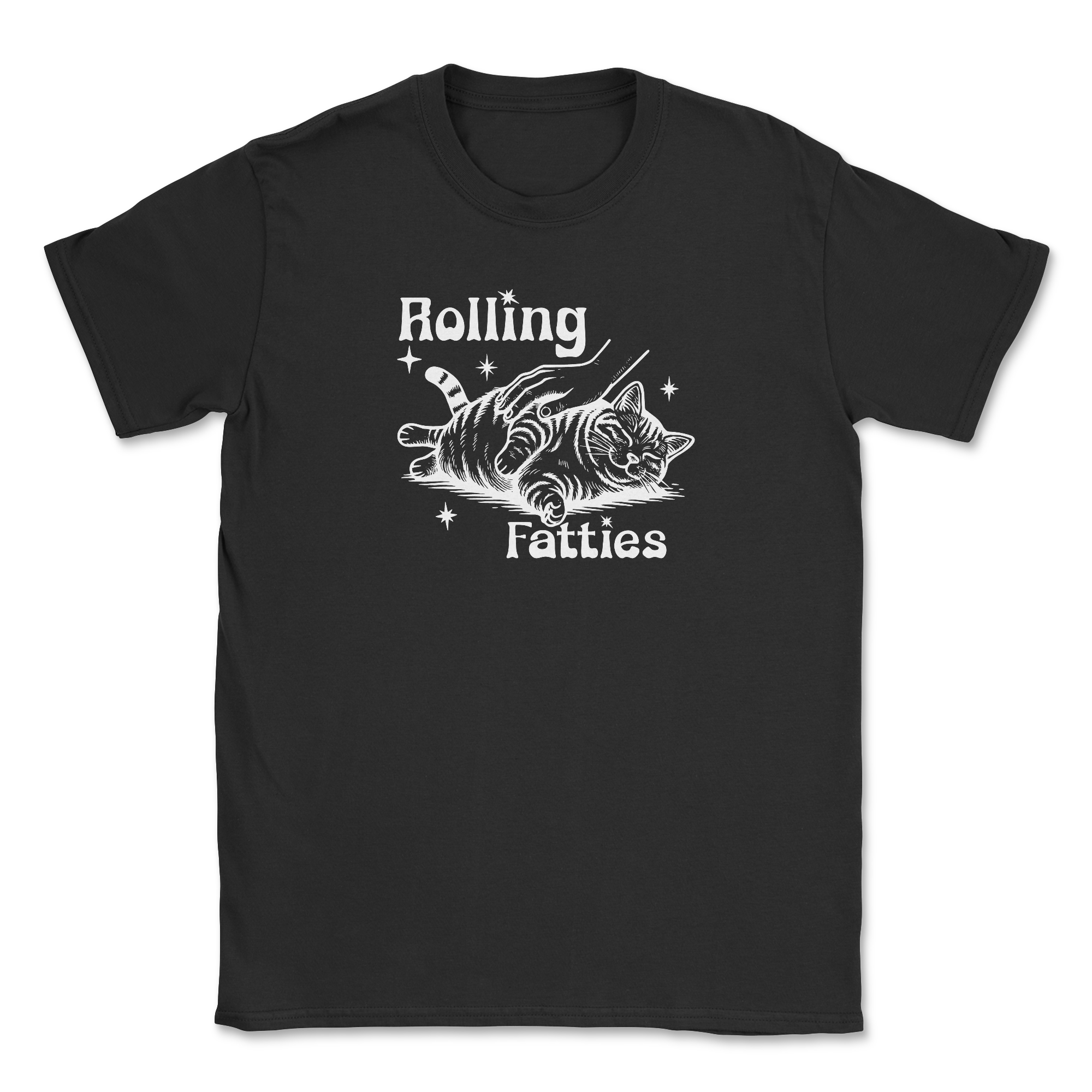 Rolling Fatties - Black (Front Print) (Adult Short Sleeve T-Shirt)