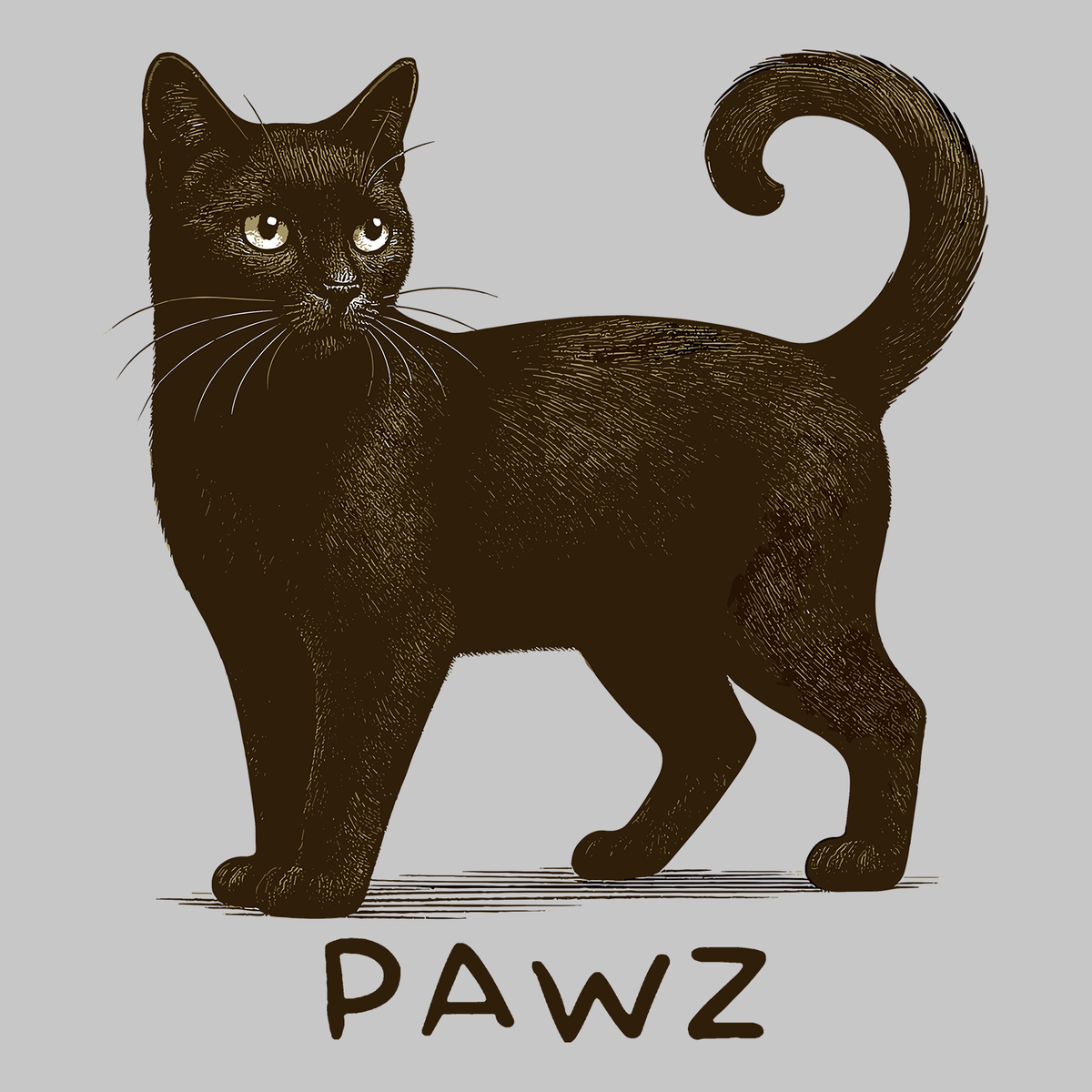 American Short Hair Black Cat (Adult Short Sleeve T-Shirt)