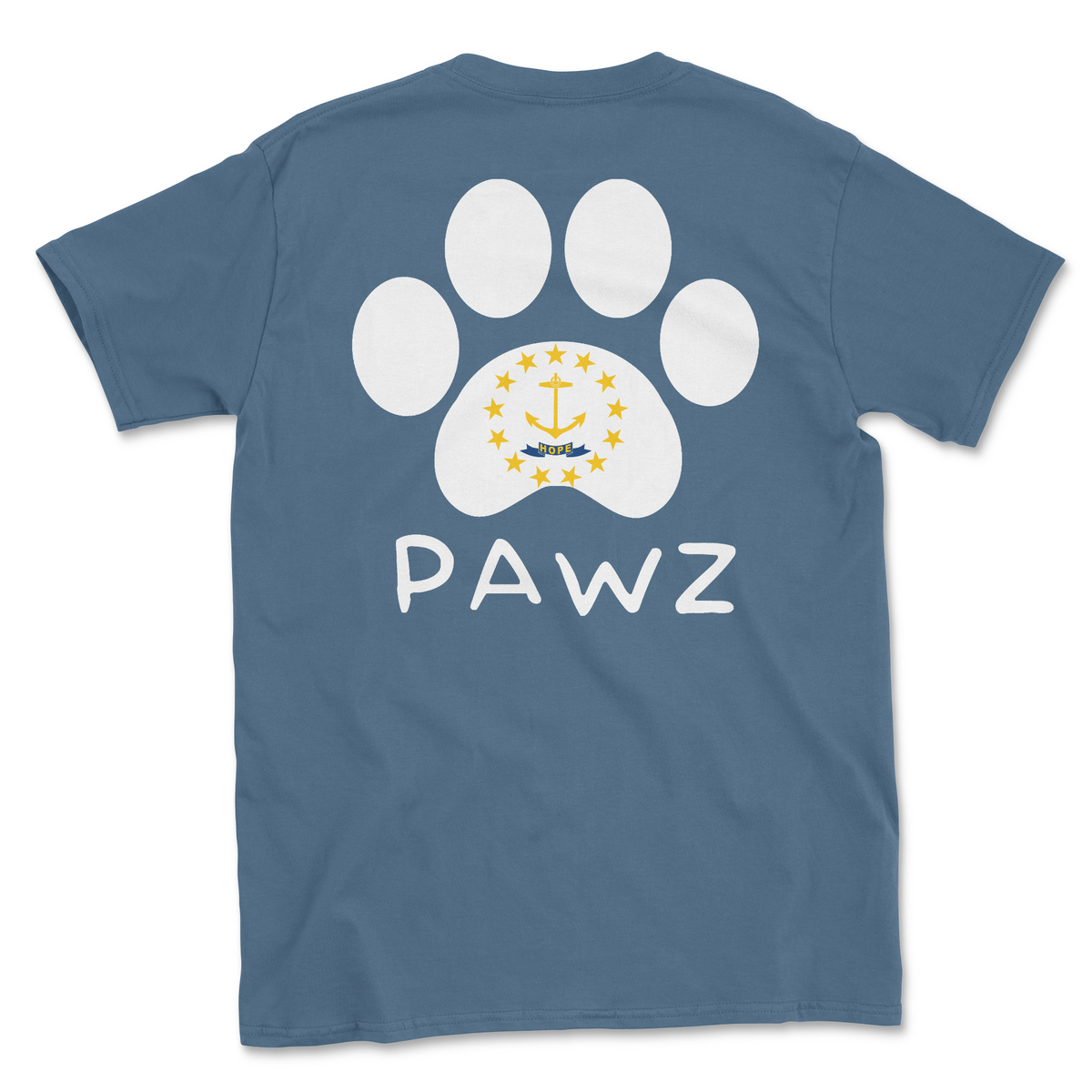 Rhode Island Flag Paw (Adult Short Sleeve T-Shirt)