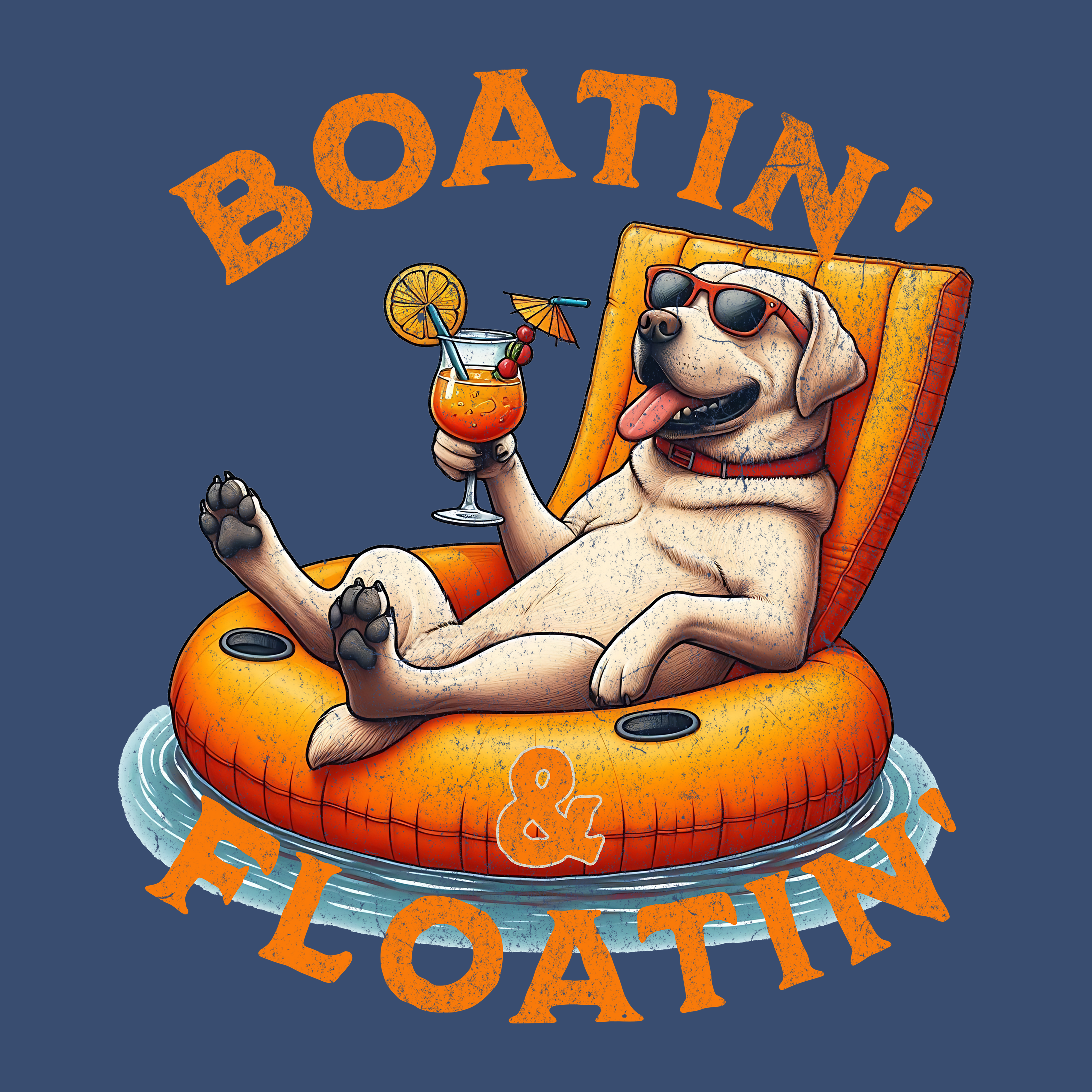 Boatin' & Floatin' (Yellow Lab) (Adult Short Sleeve T-Shirt)